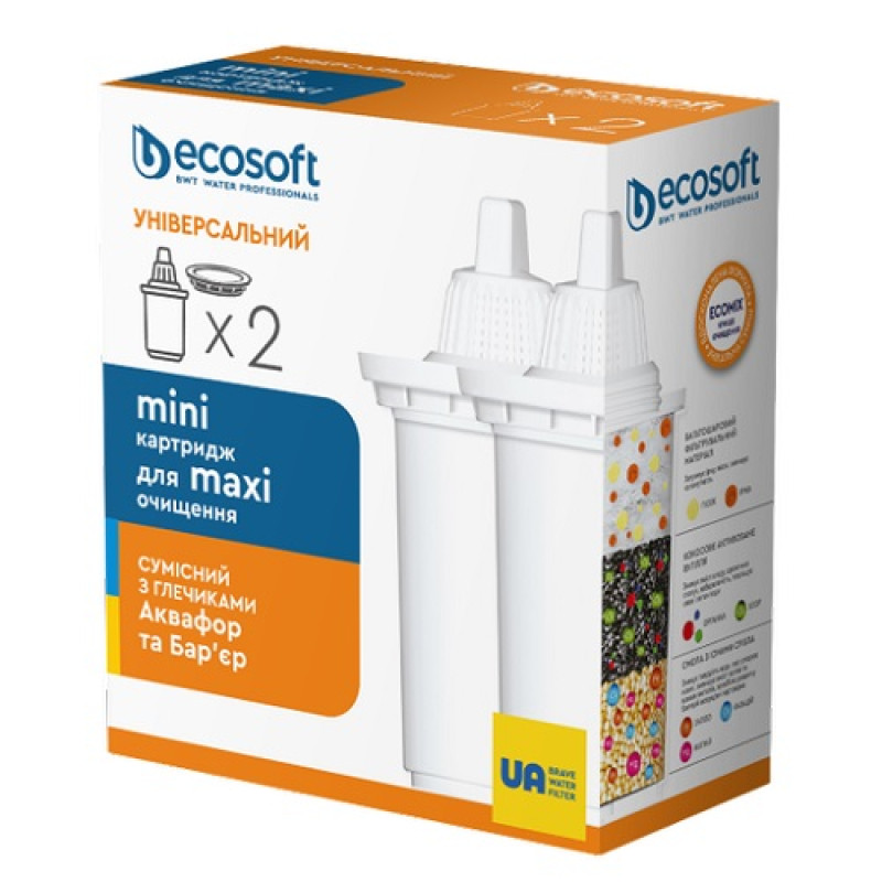 Комплект картриджів Ecosoft універсальних для фільтрів-глечиків (2 шт) - Filter.ua