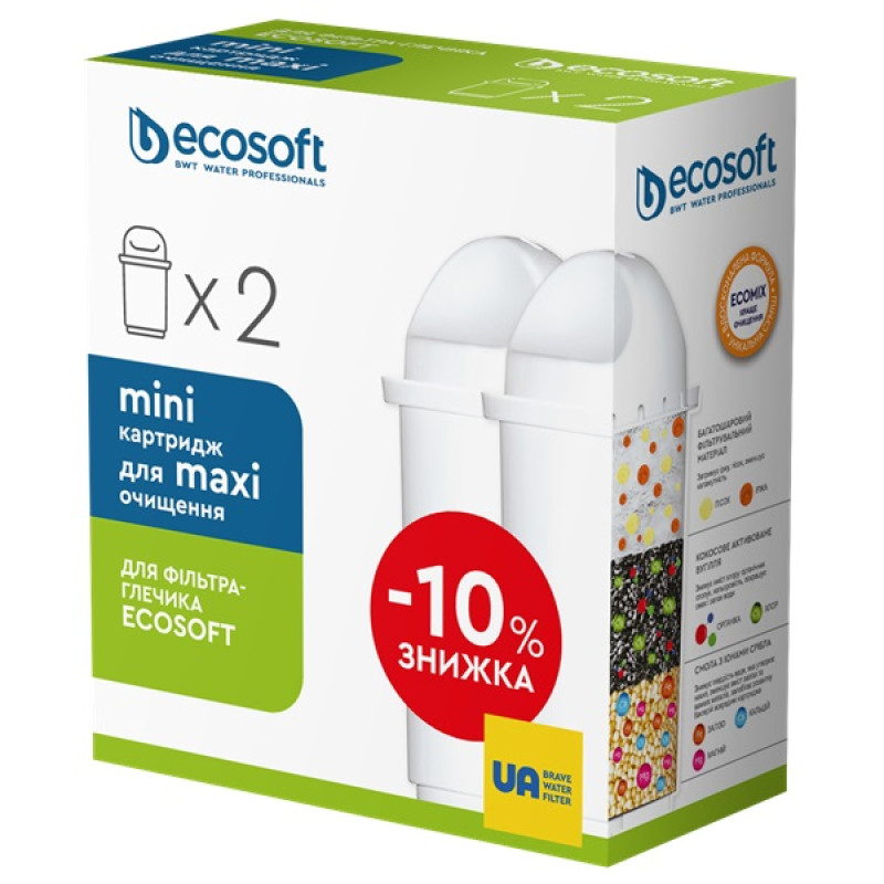 Комплект картриджів Ecosoft покращених для фільтра-глечика (2 шт) - Filter.ua