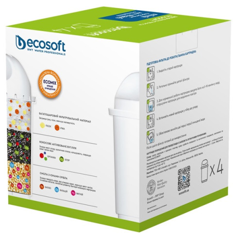 Комплект картриджів Ecosoft покращених для фільтра-глечика 3+1 шт - Filter.ua
