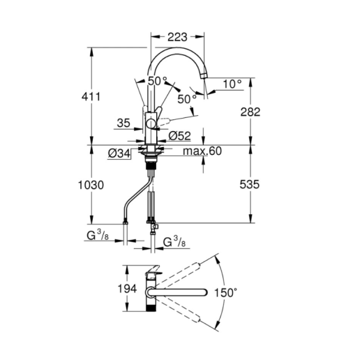 Фільтр зворотного осмосу Leader Silver RO-6 зі змішувачем Grohe Start Curve, хром - Filter.ua