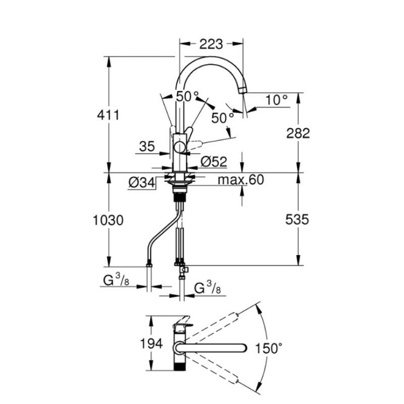 Фільтр зворотного осмосу Leader Silver RO-6 зі змішувачем Grohe Start Curve, хром - Filter.ua