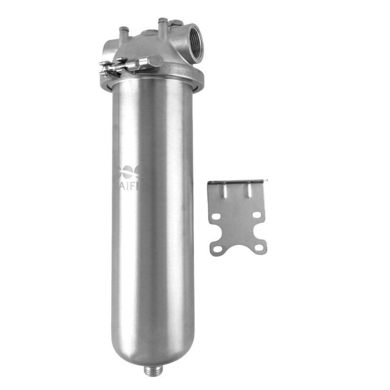 Корпус из нержавеющей стали 10" Slim 1" крышка на хомуте (100 psi) RAIFIL с резьбой 1/2" снизу (ST) - Filter.ua