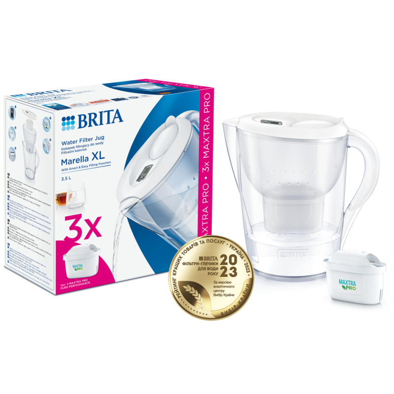 Фільтр-глечик Brita Marella XL MXpro білий + 3 картриджа - Filter.ua
