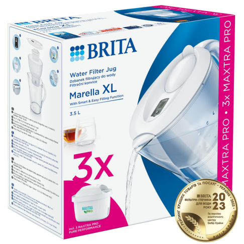 Фільтр-глечик Brita Marella XL MXpro білий + 3 картриджа - Filter.ua
