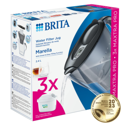 Фільтр-глечик Brita Marella MXpro графіт + 3 картриджа - Filter.ua