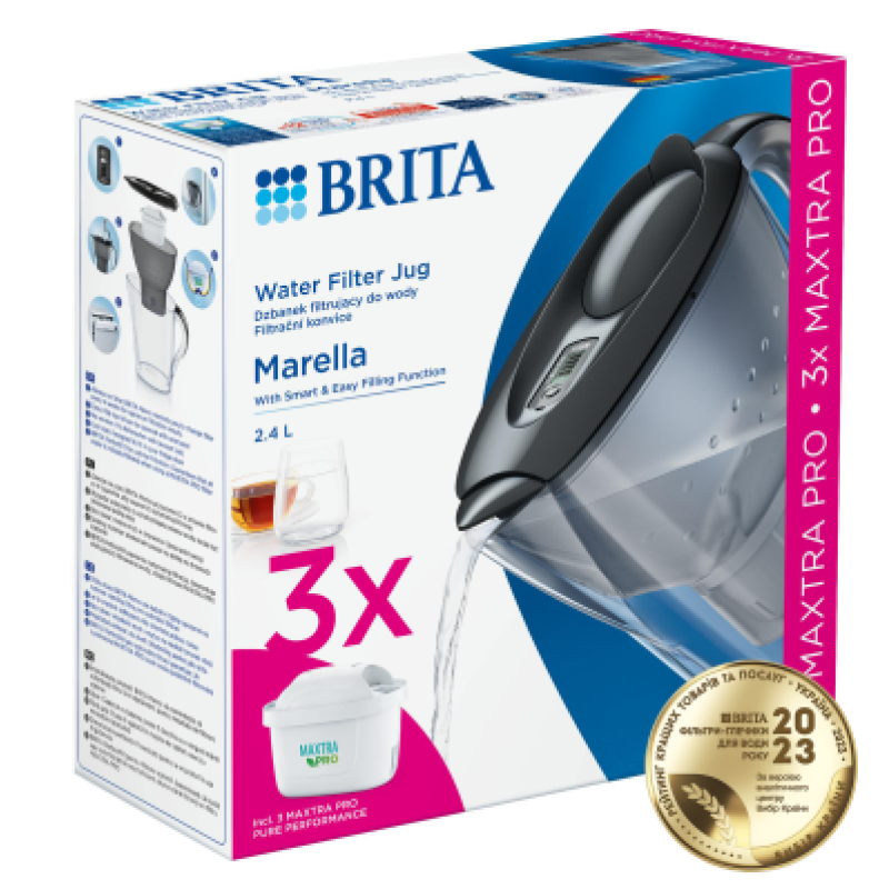 Фільтр-глечик Brita Marella MXpro графіт + 3 картриджа - Filter.ua