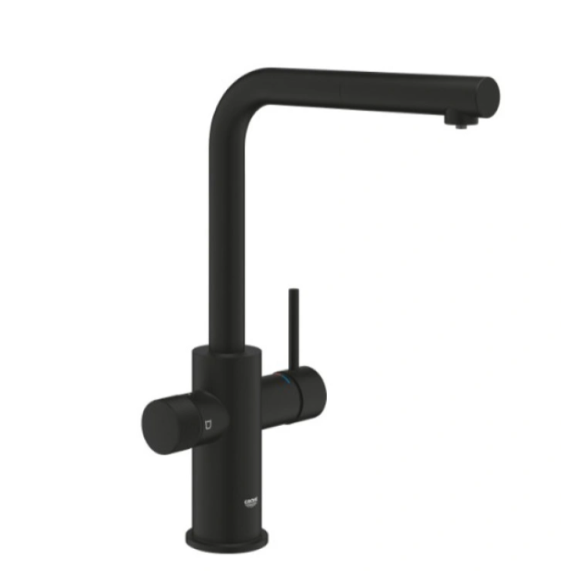 Система зворотного осмосу WaterBox RO-400 (Black Edition) зі змішувачем Grohe Blue Pure Minta, фантомний чорний - Filter.ua