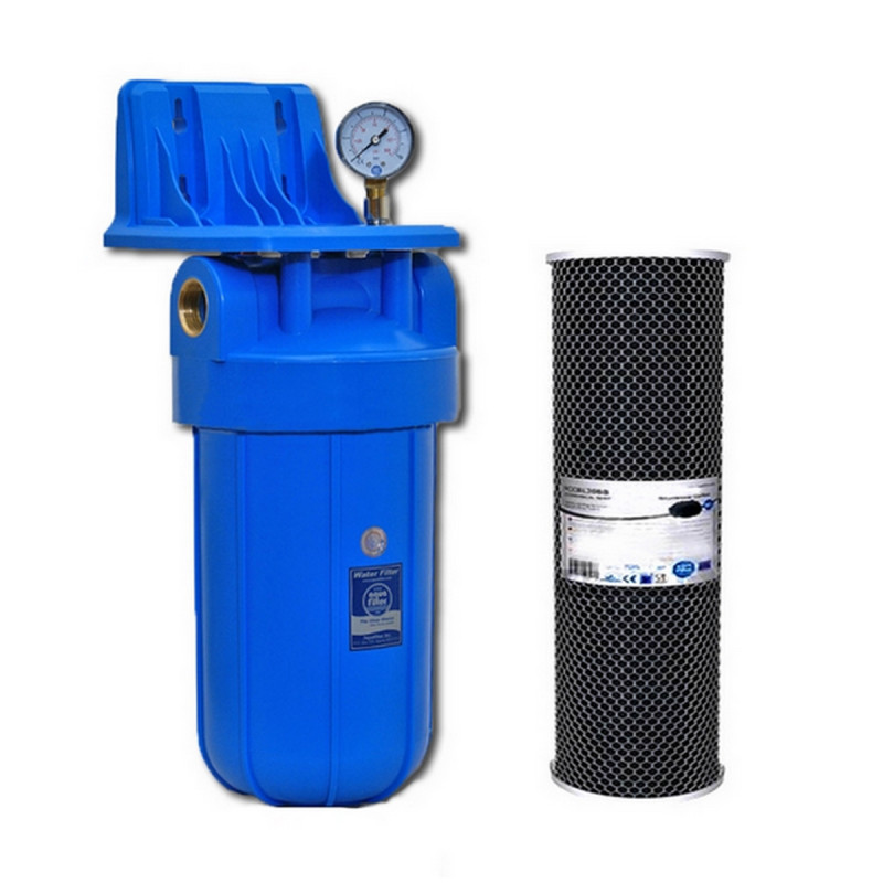 Фільтр Aquafilter Big Blue 10 з вугільним картриджем і манометром - Filter.ua
