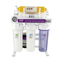 Фільтр зворотного осмосу Raifil Grando 7+ (75G) з насосом на станині і манометром - Filter.ua